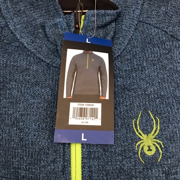 🆕 Spyder Men's Half-Zip Outbound Stryke Sweater Jacket -- Blue - Picture 4 of 7